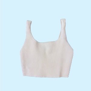 Aritzia Babaton Sculpt Knit Squareneck Cropped Tank
White